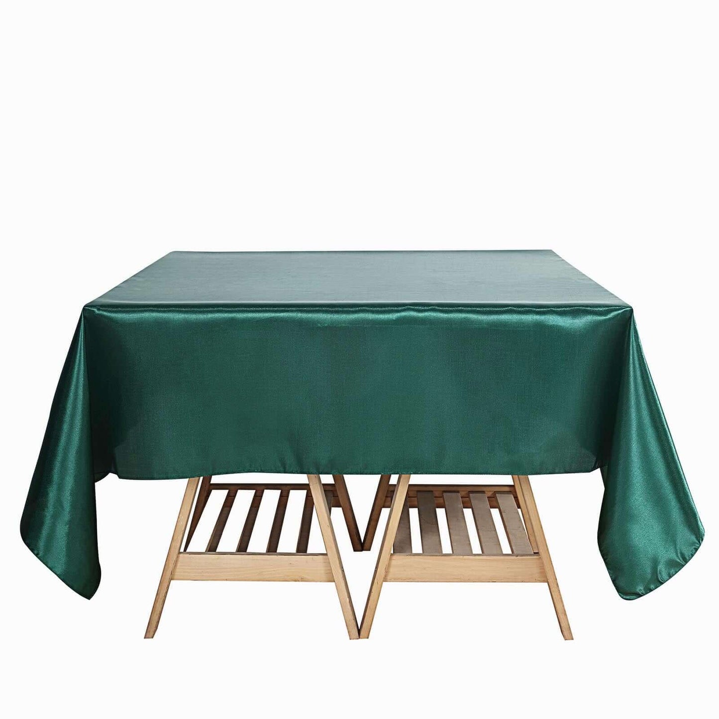 Satin 72"x72" Table Overlay Square Tablecloth Hunter Emerald Green - Smooth Finish Table Cover
