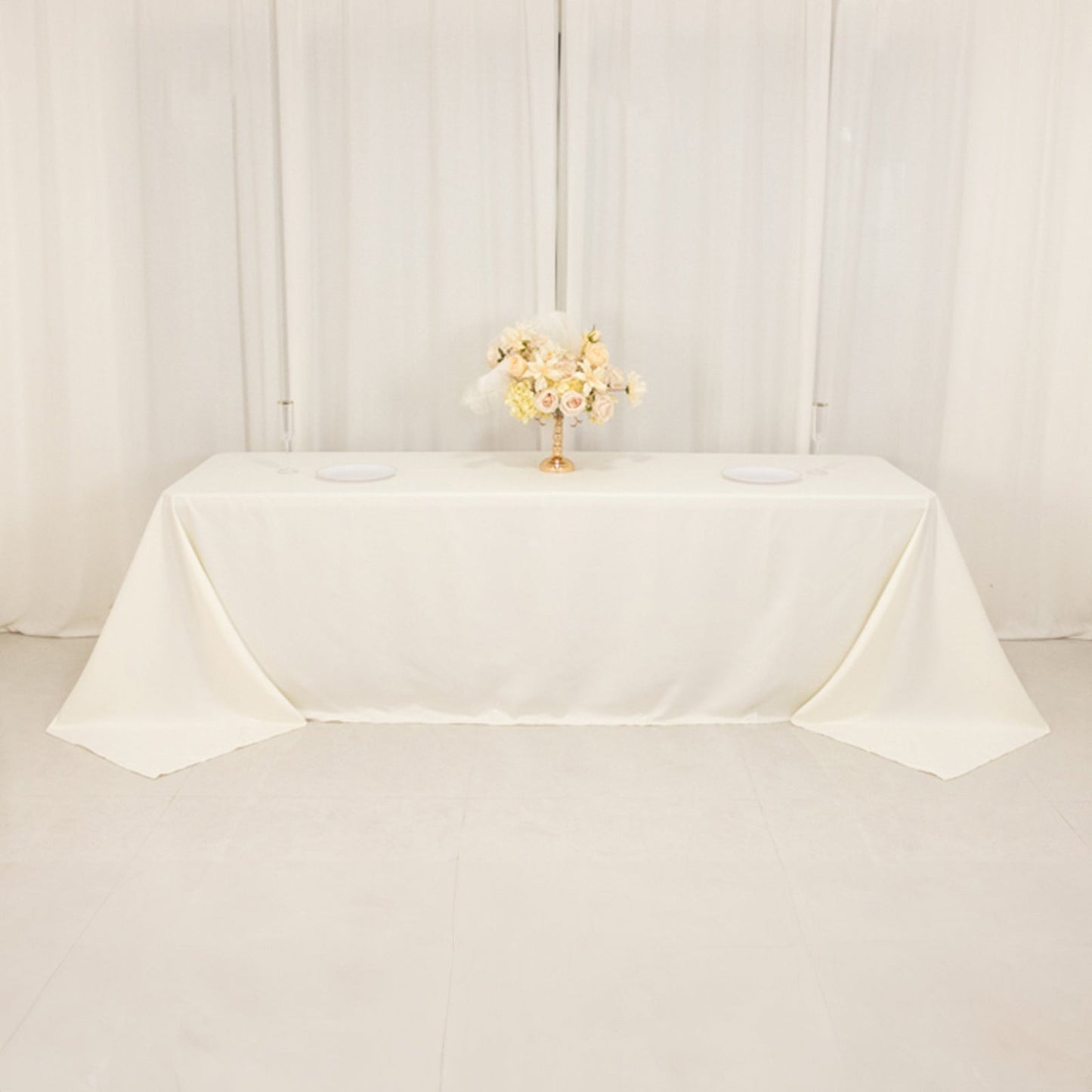 Cotton Blend 90"x156" Rectangle Tablecloth Ivory - Seamless Wrinkle-Resistant Table Cover