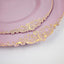 10-Pack Plastic 10" Round Dinner Plates in Lavender Lilac with Gold Leaf Embossed Rim - Disposable Vintage Baroque Style Plates