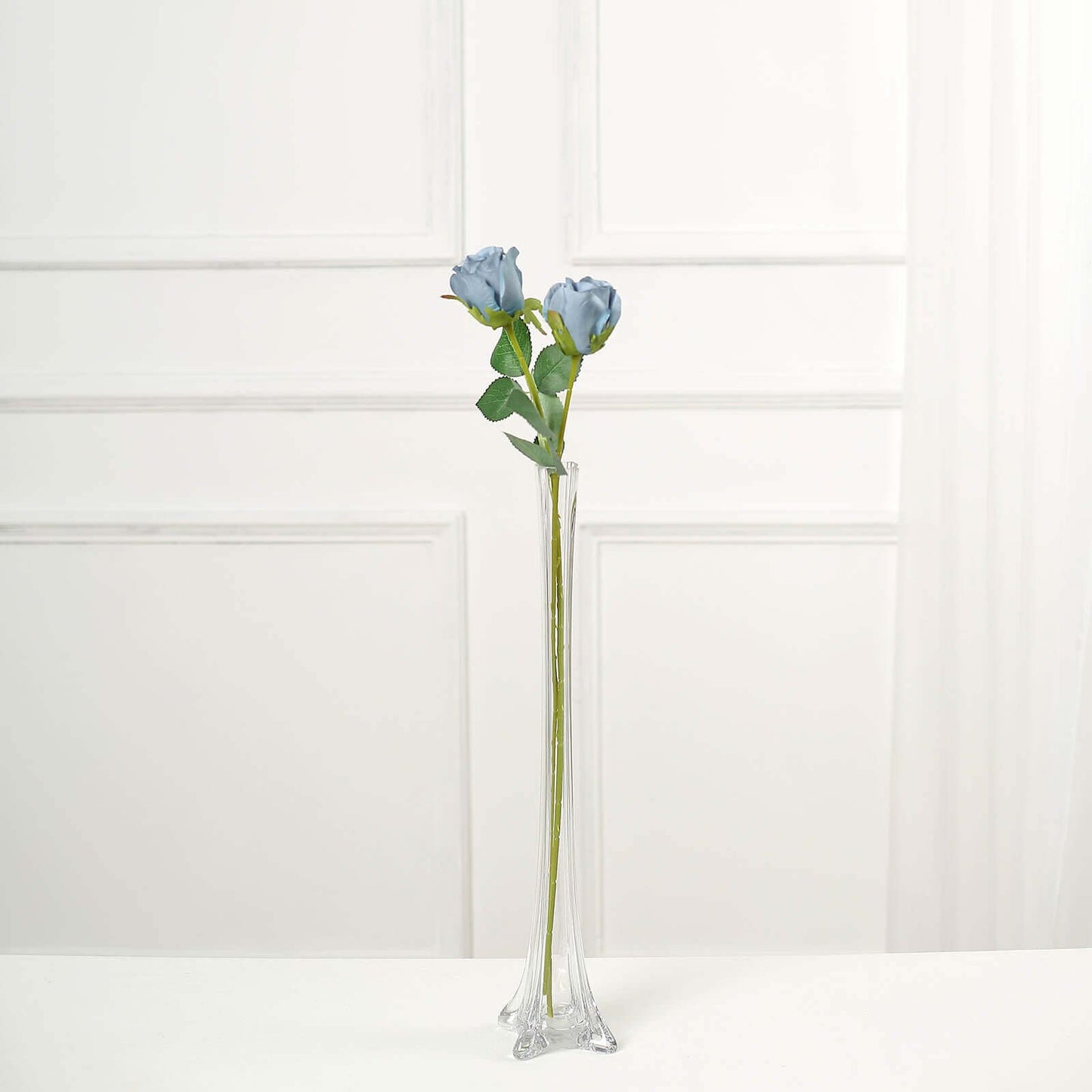 31" 24Pcs Dusty Blue Long Stem Artificial Silk Roses Flowers