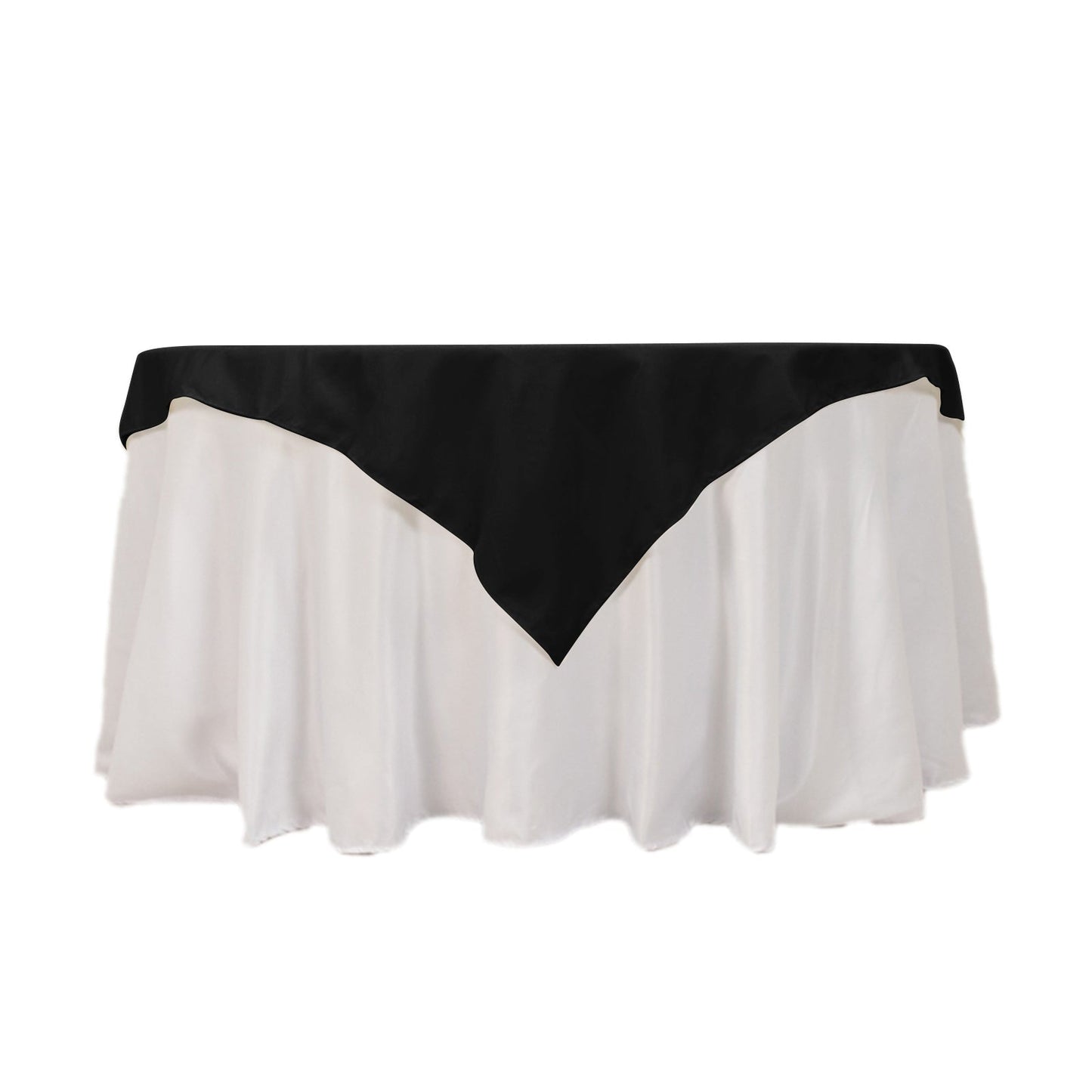 Cotton Blend 54"x54" Table Overlay Square Tablecloth Black - Wrinkle-Resistant Finish for Modern Table Settings