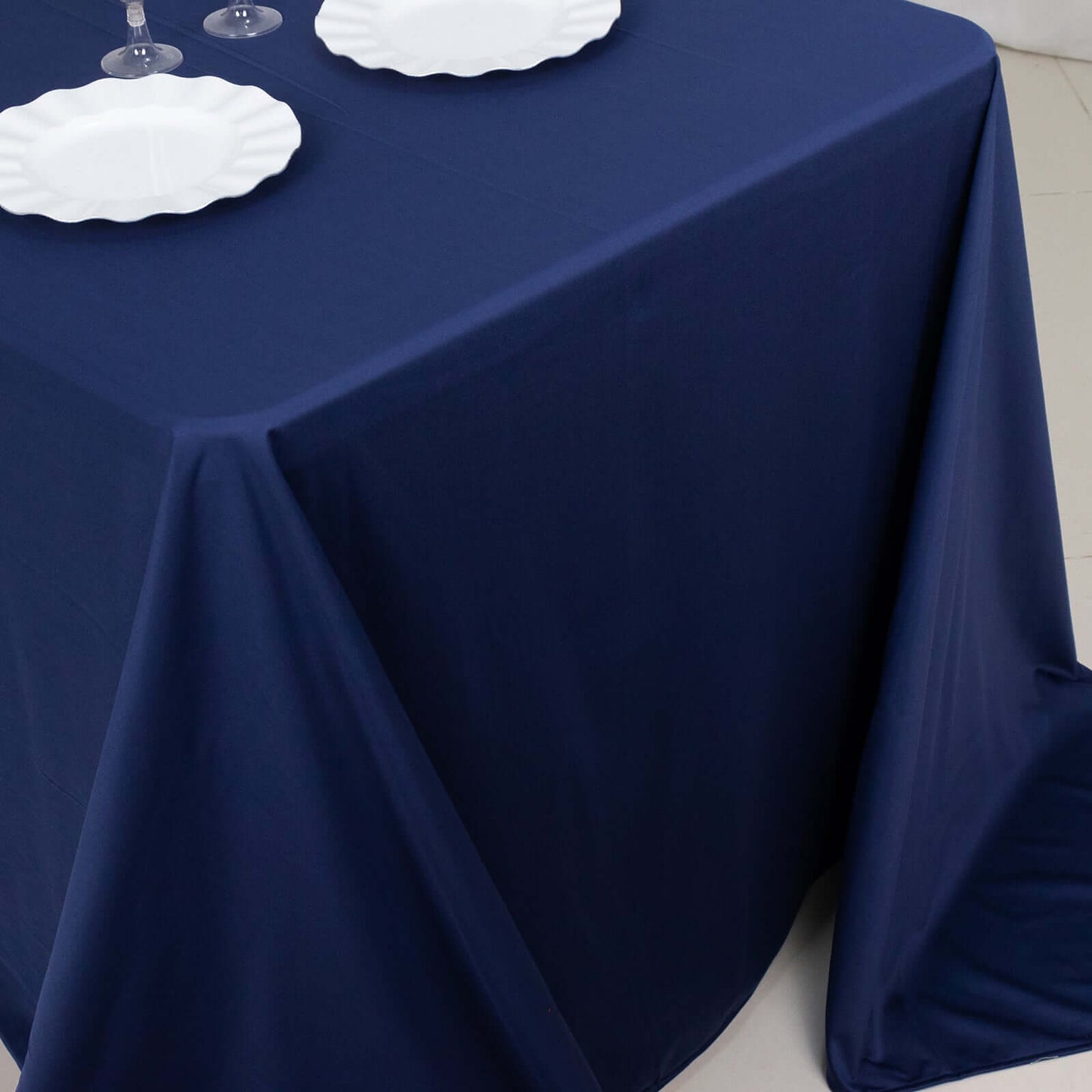 Scuba Rectangular 90"x132" Tablecloth Navy Blue - Wrinkle Free, Stain Resistant & Seamless Table Cover