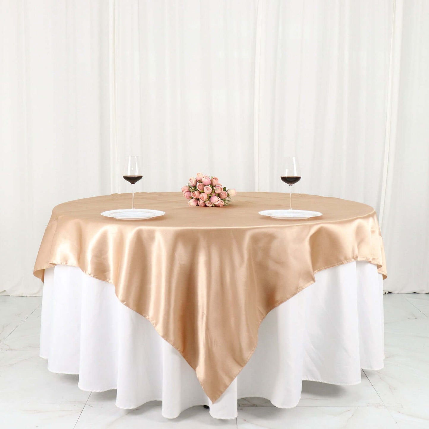 Satin 72"x72" Table Overlay Square Tablecloth Nude - Smooth Finish Table Cover