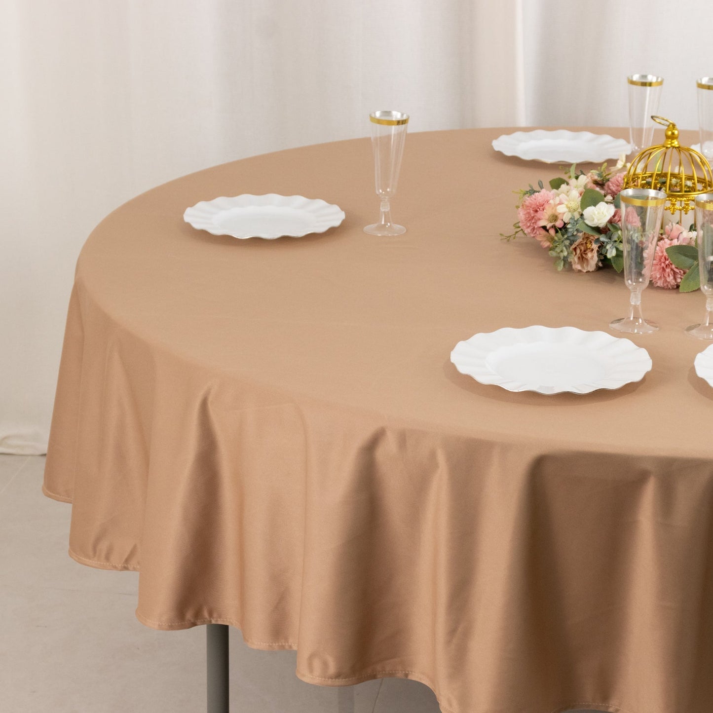 Scuba Round 90" Tablecloth Nude - Wrinkle Free & Stain Resistant Table Cover