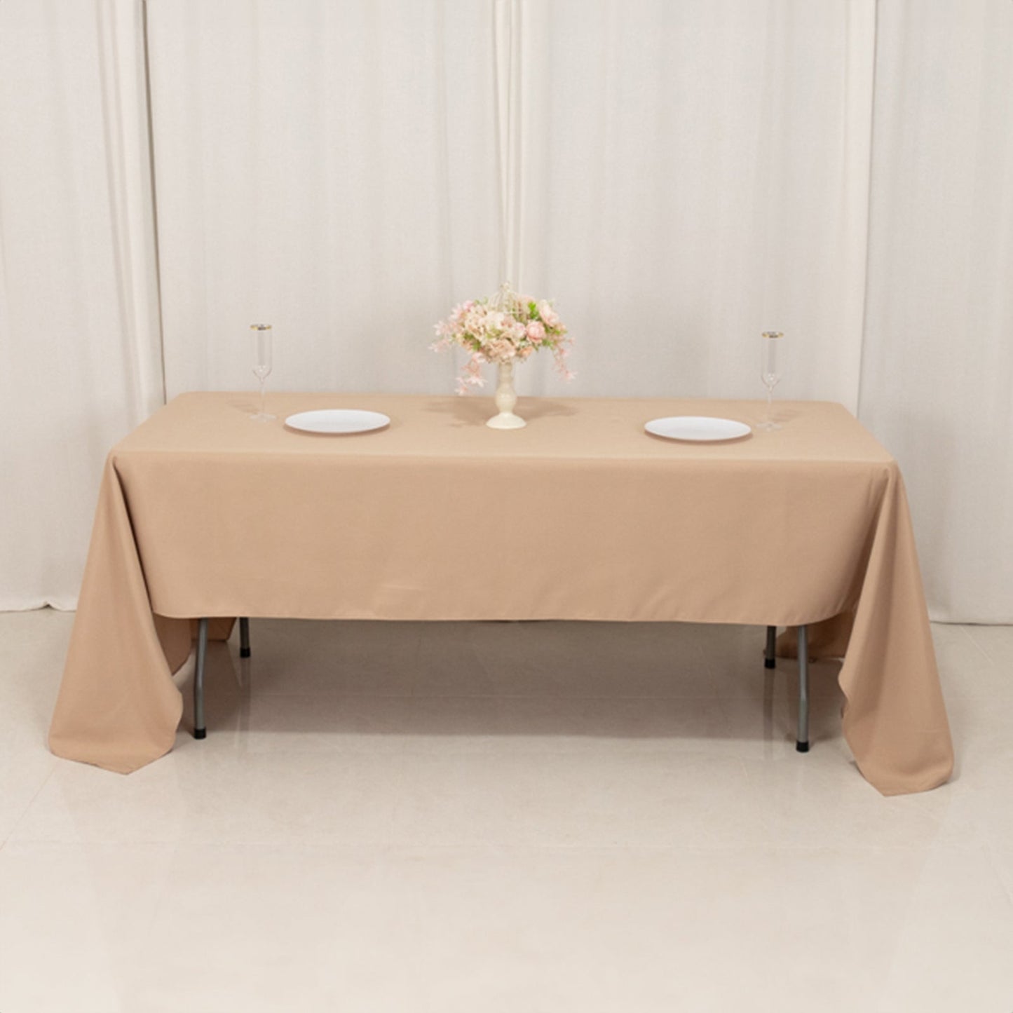 Premium Polyester 60"x126" Rectangle Tablecloth Nude - Stain-Resistant 220GSM Finish Table Cover