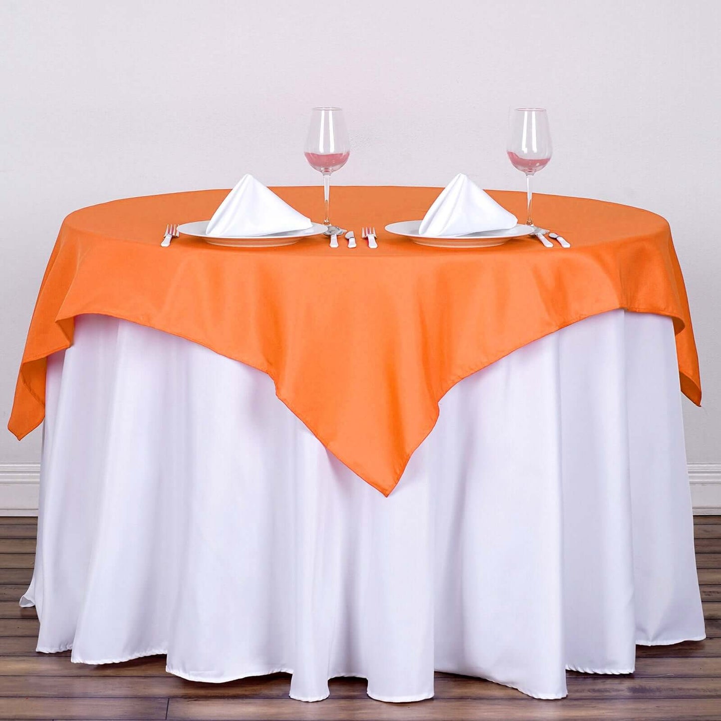 Polyester 54"x54" Table Overlay Square Tablecloth Orange - Wrinkle-Resistant & Durable Table Cover