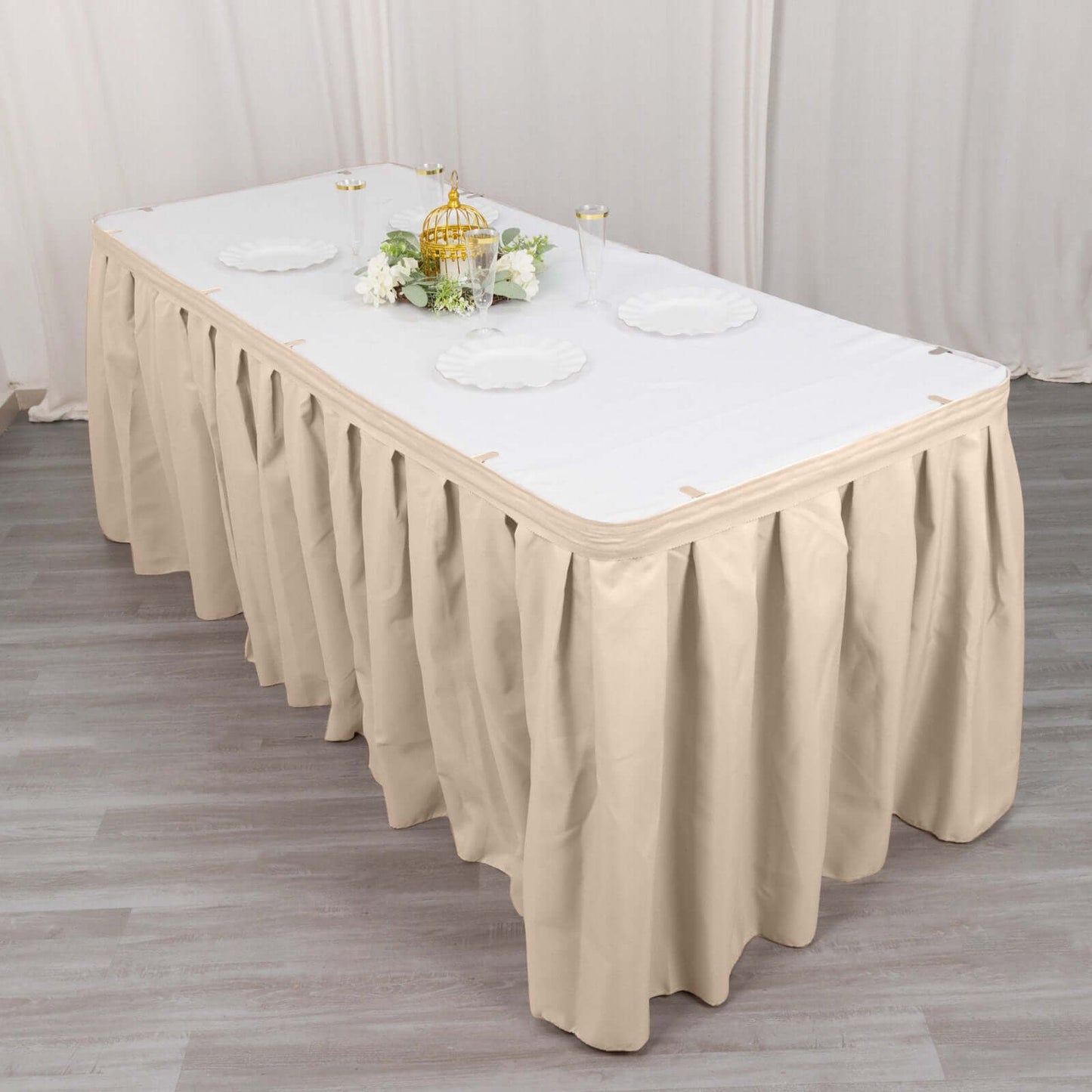Polyester 21ft Table Skirt Nude - Classic Pleated Design