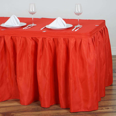 Polyester 21ft Table Skirt Red - Classic Pleated Design
