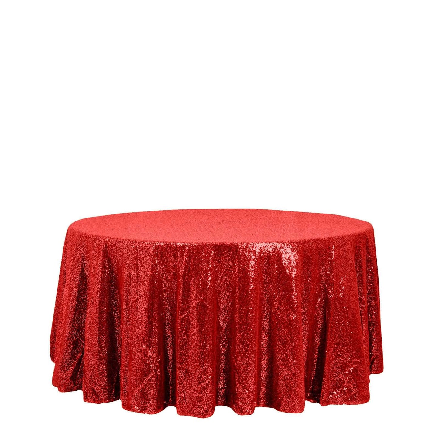 Sequin 120" Round Tablecloth Red - Seamless Glittering Table Cover
