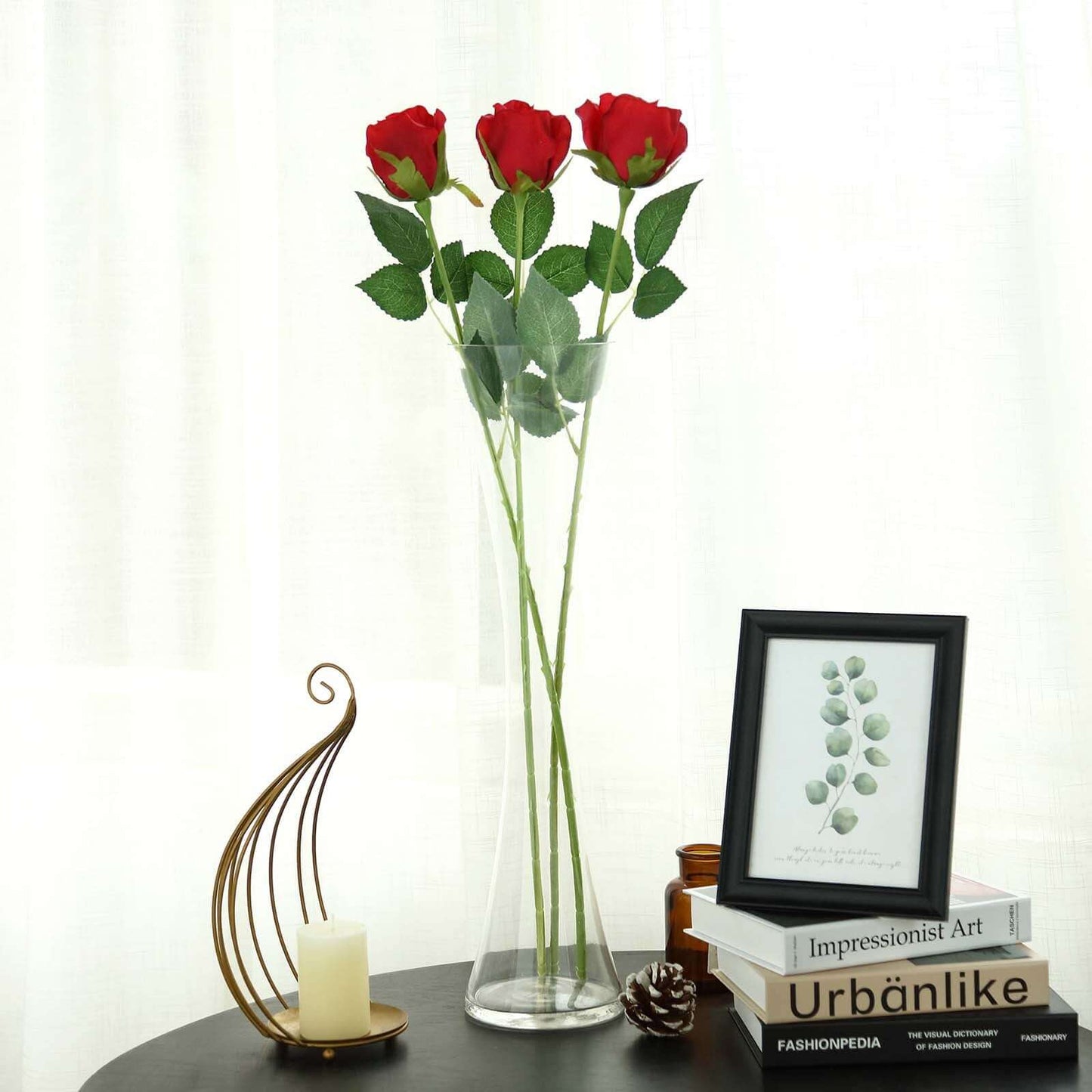 31" 24Pcs Red Long Stem Artificial Silk Roses Flowers