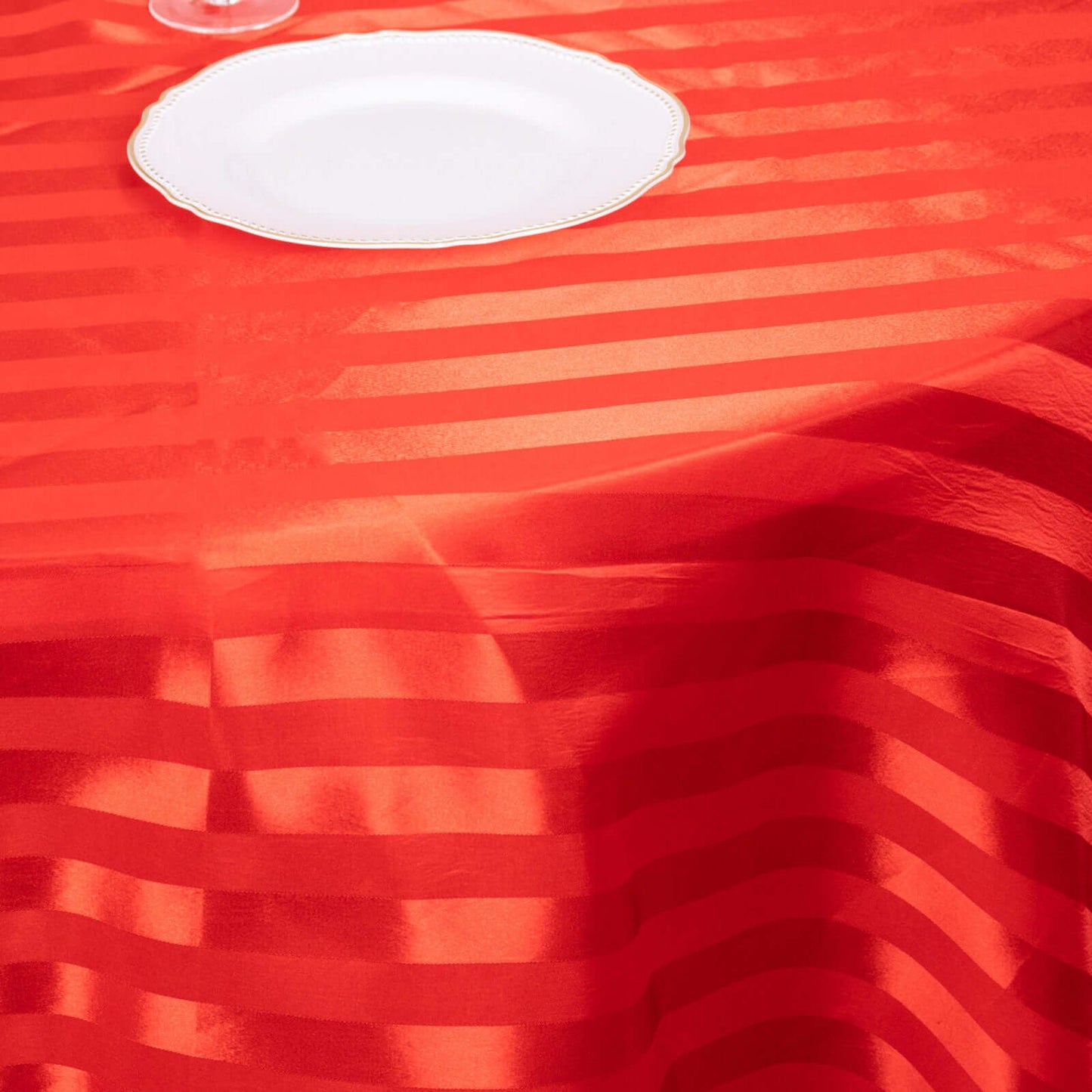 Satin Striped 120" Round Tablecloth Red - Silky Smooth Seamless Table Cover