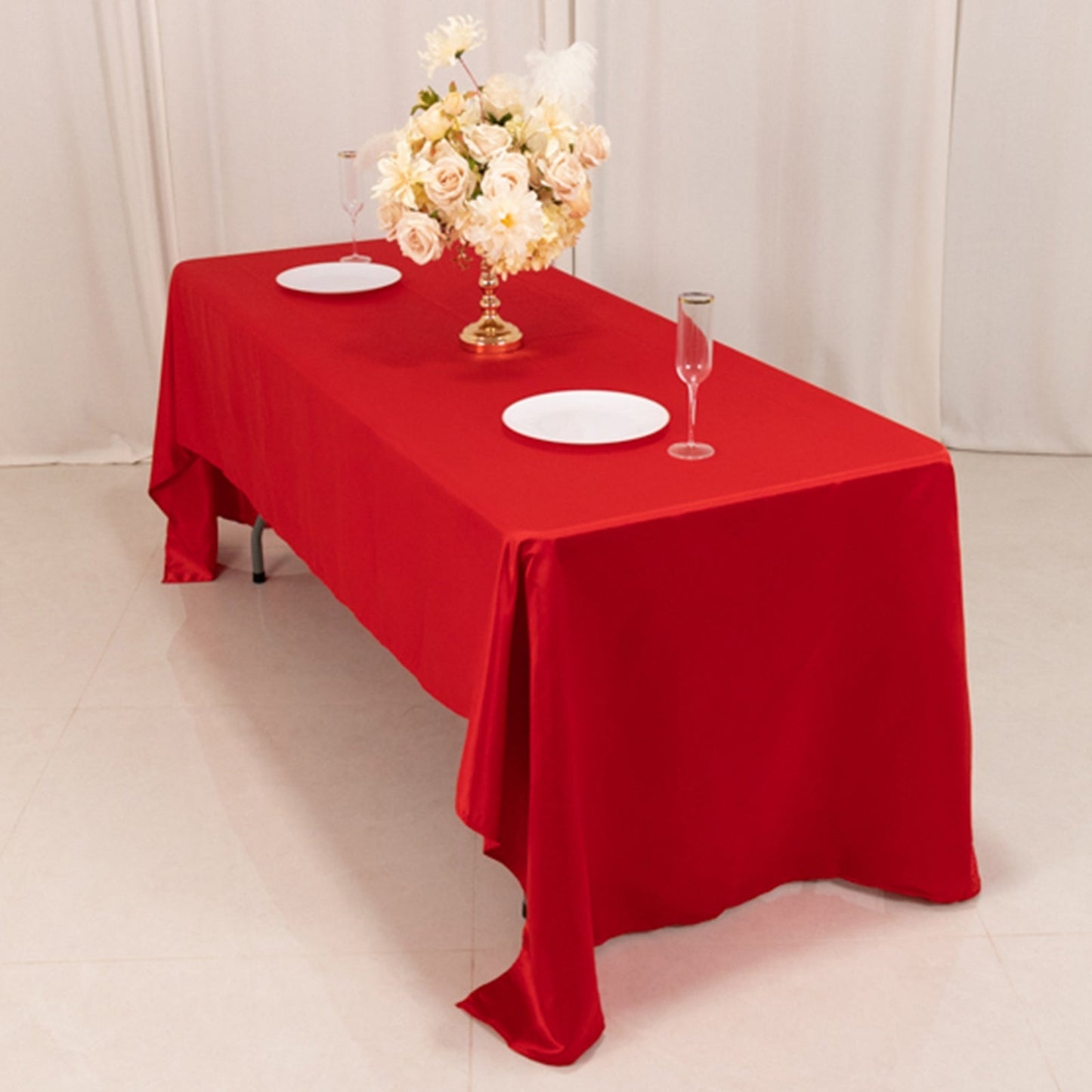Lamour Satin 60"x126" Rectangle Tablecloth Red - Soft & Silk-Like Table Cover