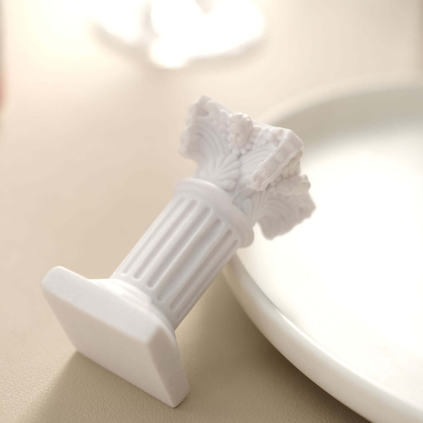 6-Pack Resin Roman Column Pillar Pedestal Candle Holders, Greek Statue Antique White Stands Sturdy Decorative Design 2.5"