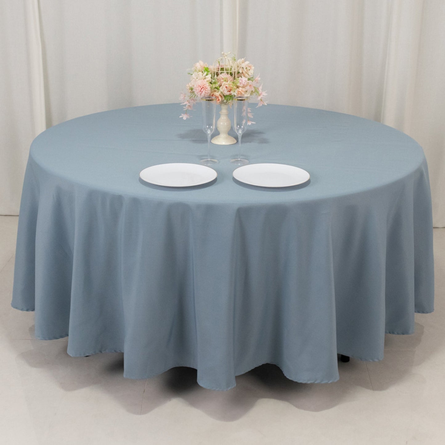 Premium Polyester 108" Round Tablecloth Dusty Blue - Wrinkle-Resistant 220GSM Table Cover