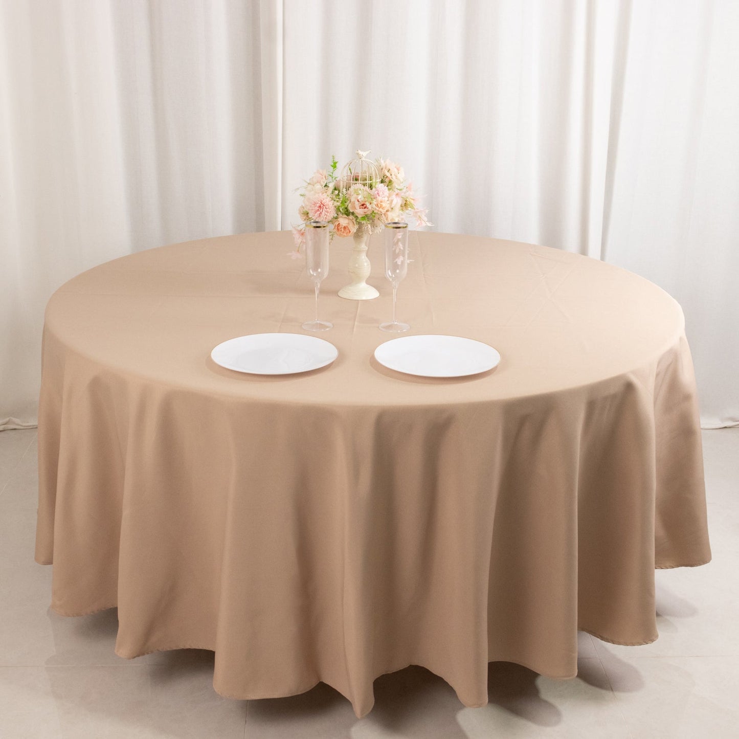 Premium Polyester 108" Round Tablecloth Nude - Wrinkle-Resistant 220GSM Table Cover