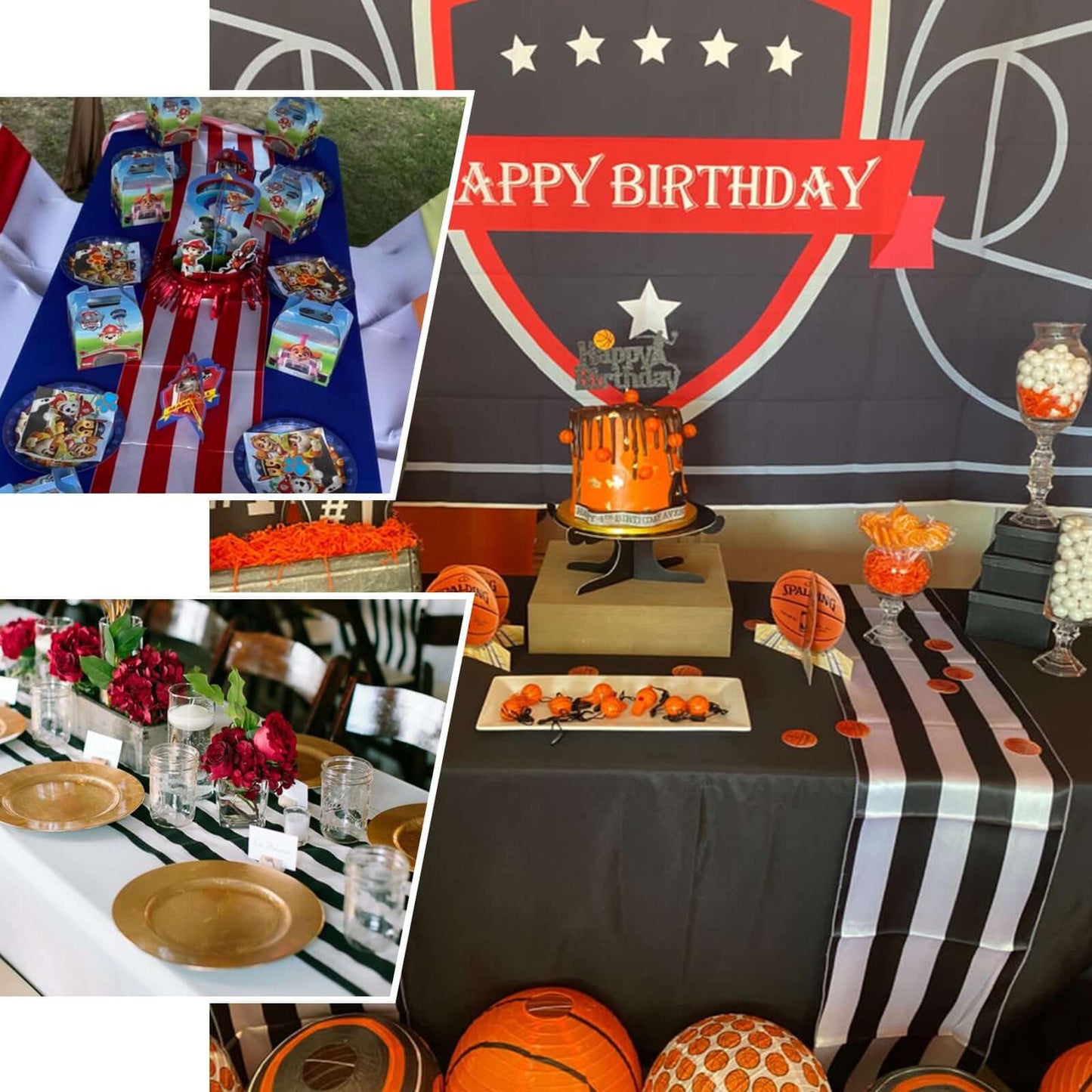 Satin 12"x108" Table Runner Black/White Stripe - Classic & Exquisite Table Decor