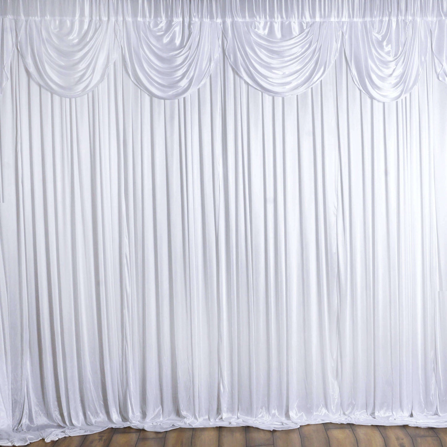 20ftx10ft White Premium Double Drape Satin Event Curtain Drapes, Glossy Photo Backdrop Event Panel