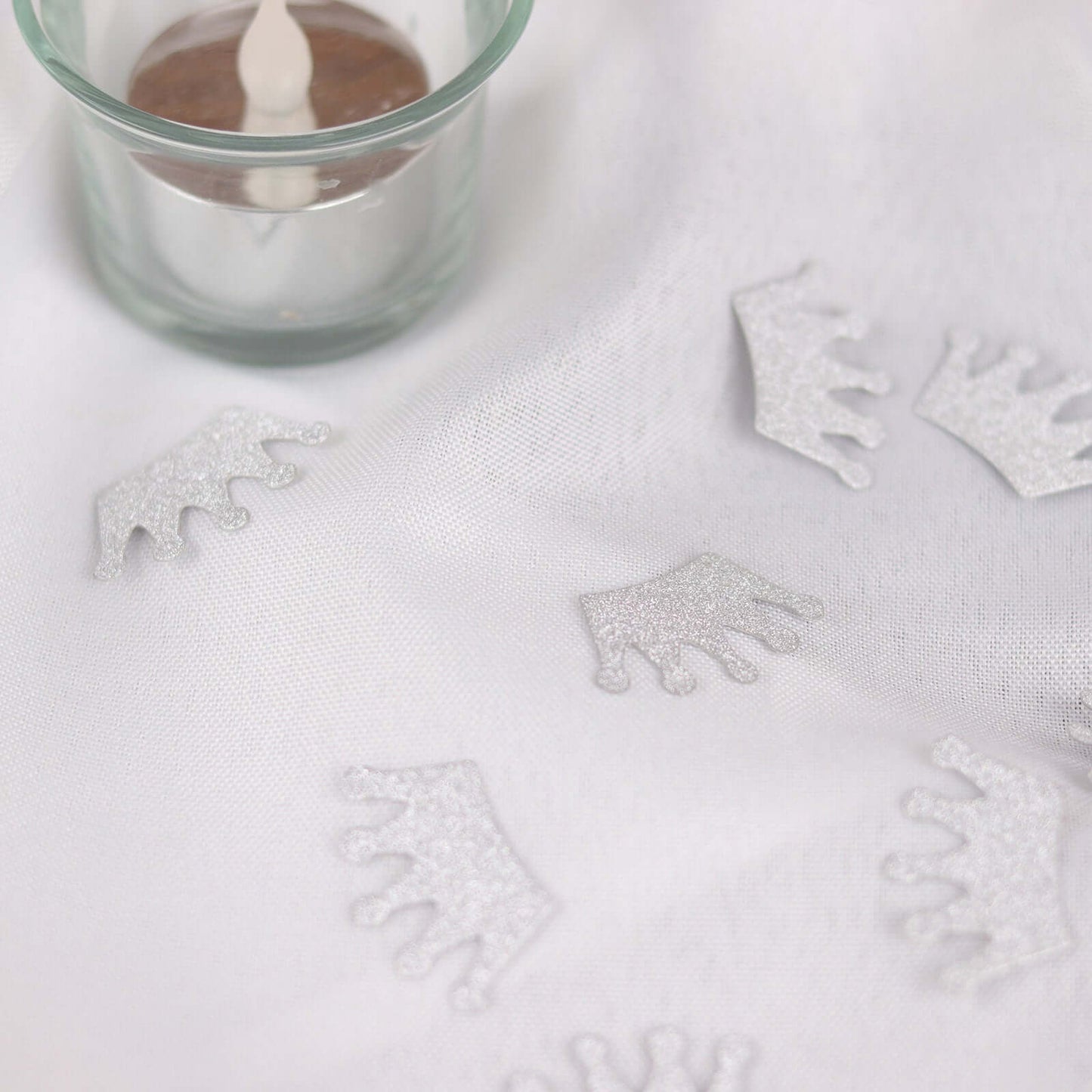 300 Pcs Glitter Princess Crown Paper Confetti Double-Sided Silver, Baby Shower Party Table Scatters - Decorative & Sparkling Design