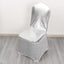 Spandex Banquet Chair Cover Metallic Silver Tinsel with Sash and Rhinestone Buckle - Shimmering Fitted Slipcover