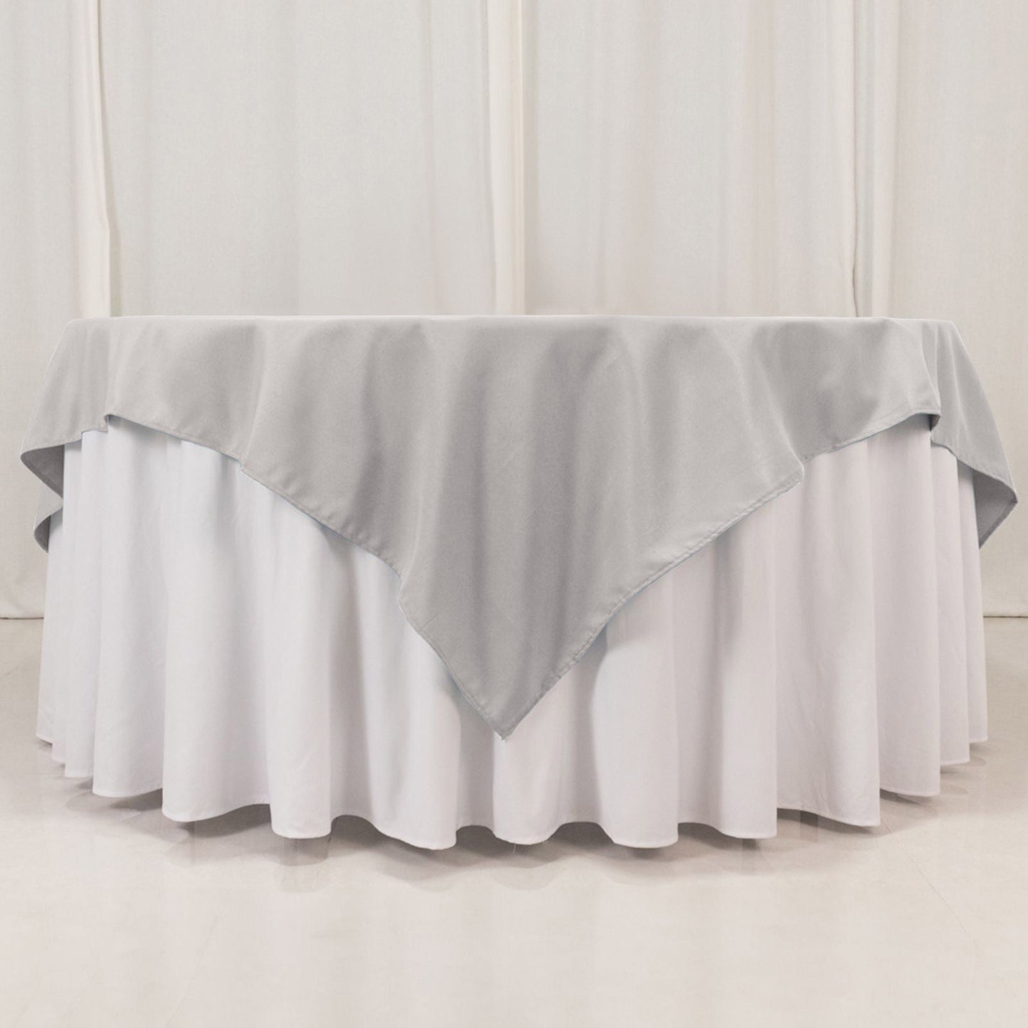 Premium Polyester 70"x70" Table Overlay Square Tablecloth Silver 220GSM Wrinkle-Resistant Table Cover