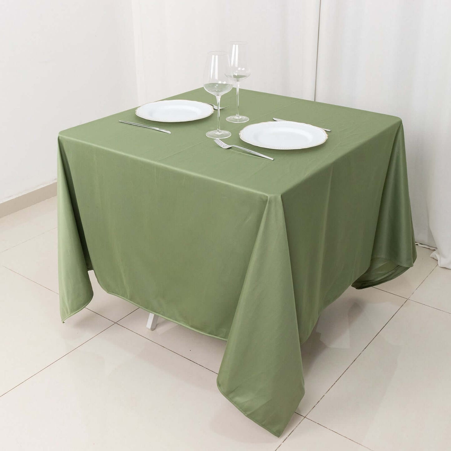 Scuba Square 70"x70" Tablecloth Dusty Sage Green - Wrinkle Free & Stain Resistant Table Cover