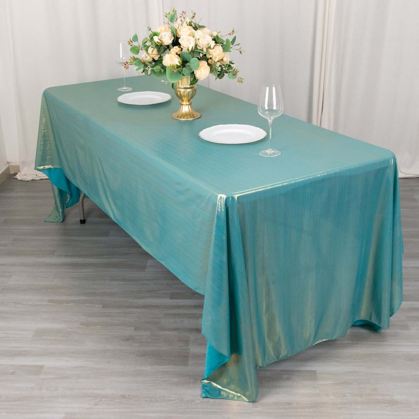 Sequin Dots Polyester 60"x126" Rectangle Tablecloth Shimmering Turquoise - Wrinkle Free & Sparkling Table Cover