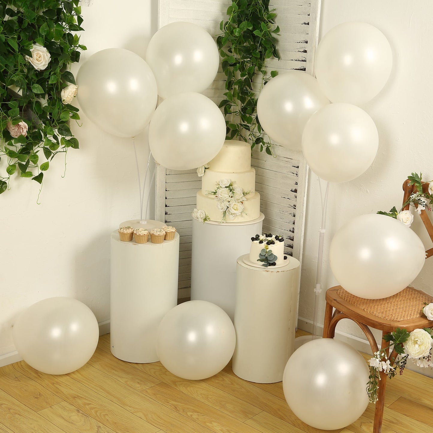 10 Pack White Biodegradable Balloons, 18" Thickened Extra Strong Eco-friendly Latex Helium Party Balloons