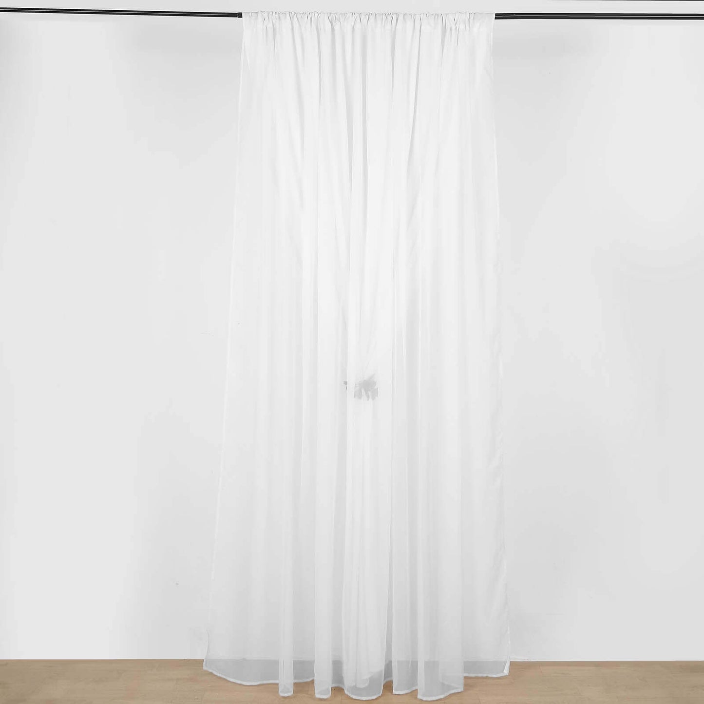 White Chiffon Polyester Event Curtain Drapes, Dual Layer Divider Backdrop Curtain Panels with Rod Pockets - 10ftx10ft
