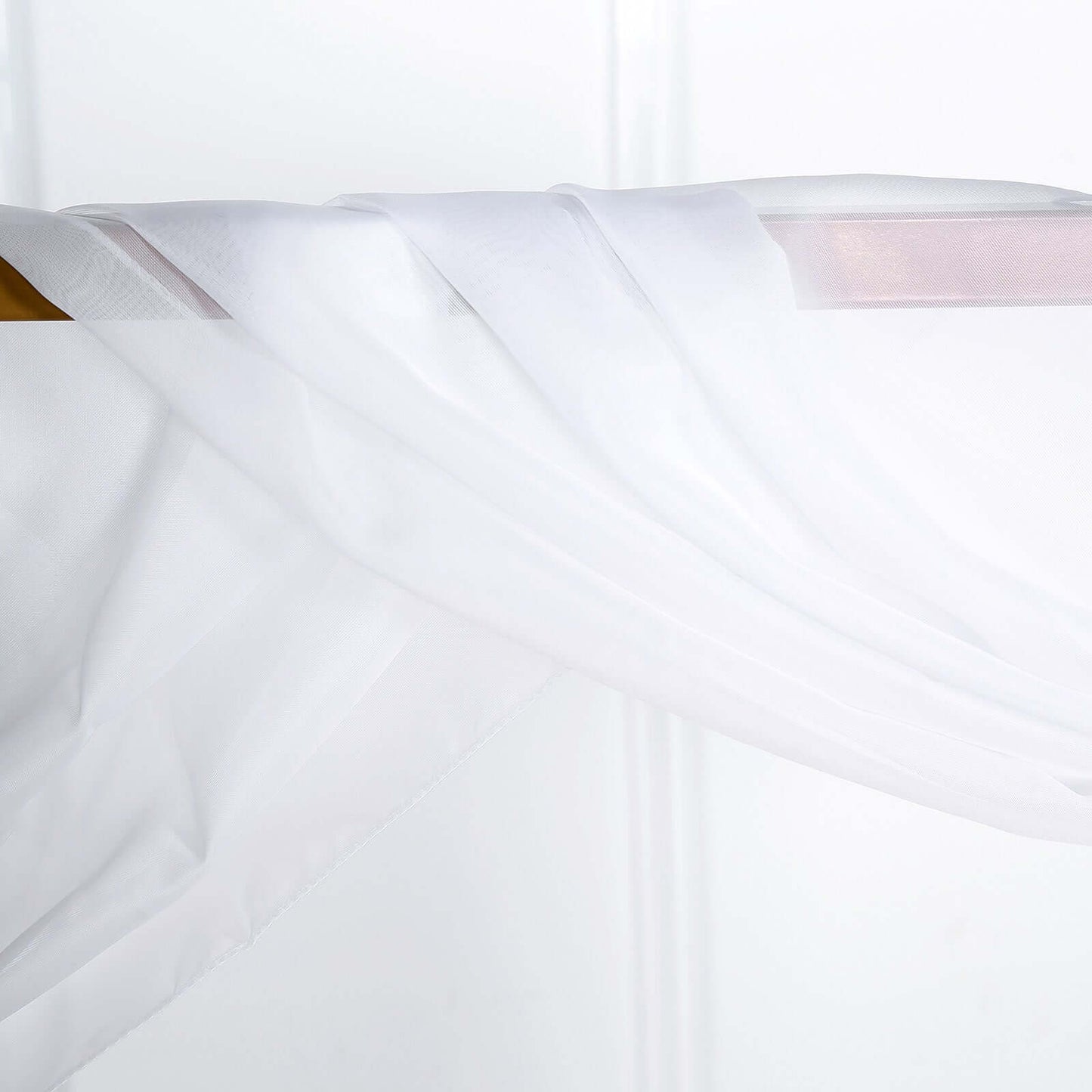 18ft White Sheer Organza Wedding Arch Drapery Fabric, Window Scarf Valance
