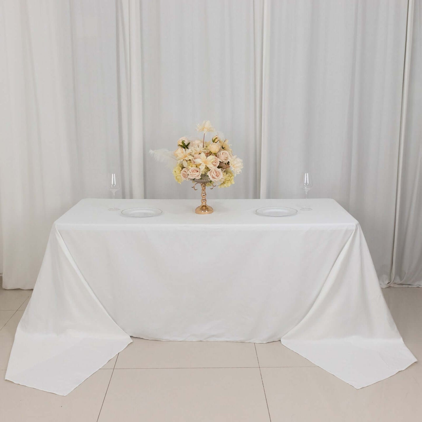 100% Cotton 90"x156" Rectangle Tablecloth White Linen - Seamless, Soft & Breathable Table Cover