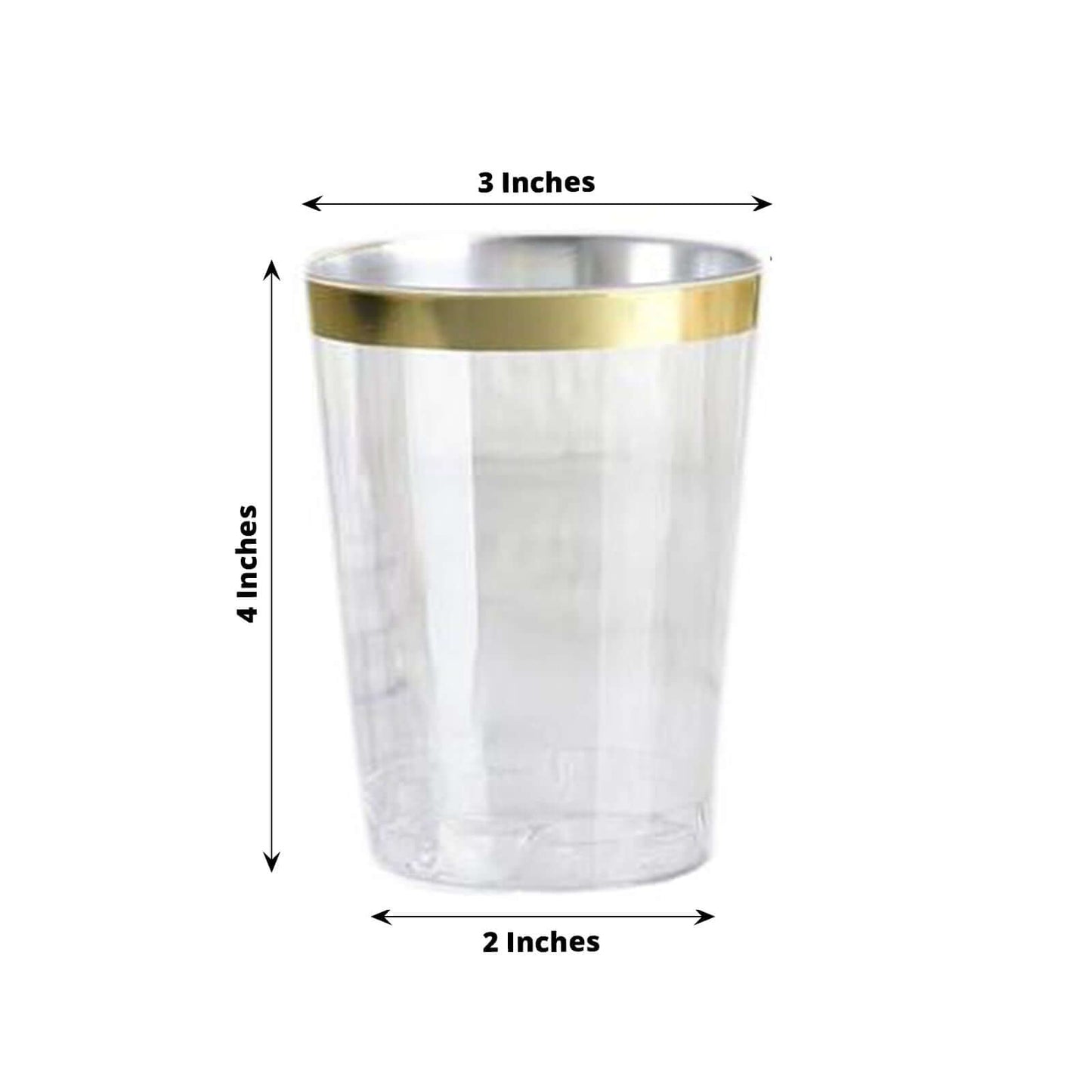 25-Pack Plastic Tumbler Cups Clear with Gold Rim - Stylish Disposable Party Glasses 10oz