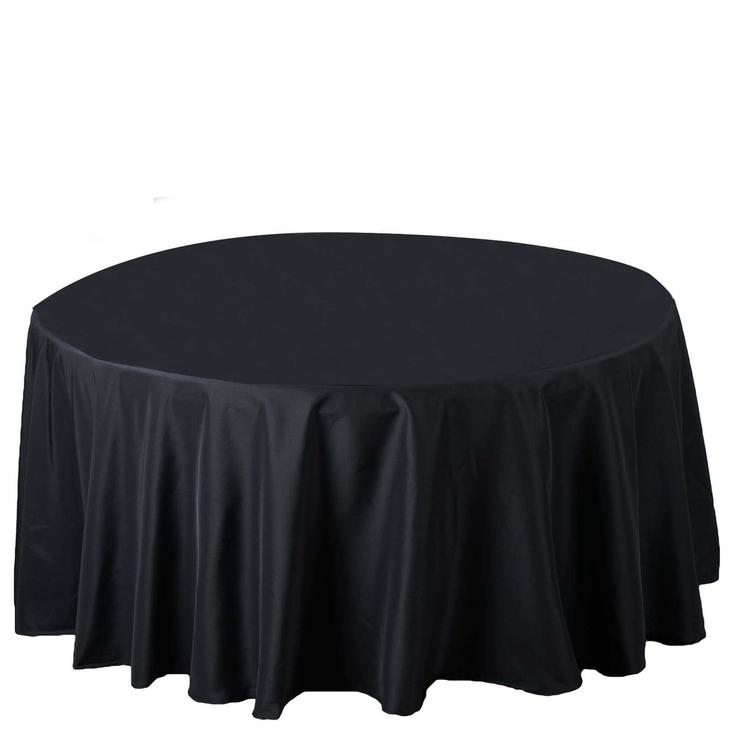 Premium Polyester 120" Round Tablecloth Black - Seamless 220GSM Wrinkle-Resistant Design for Classy Events