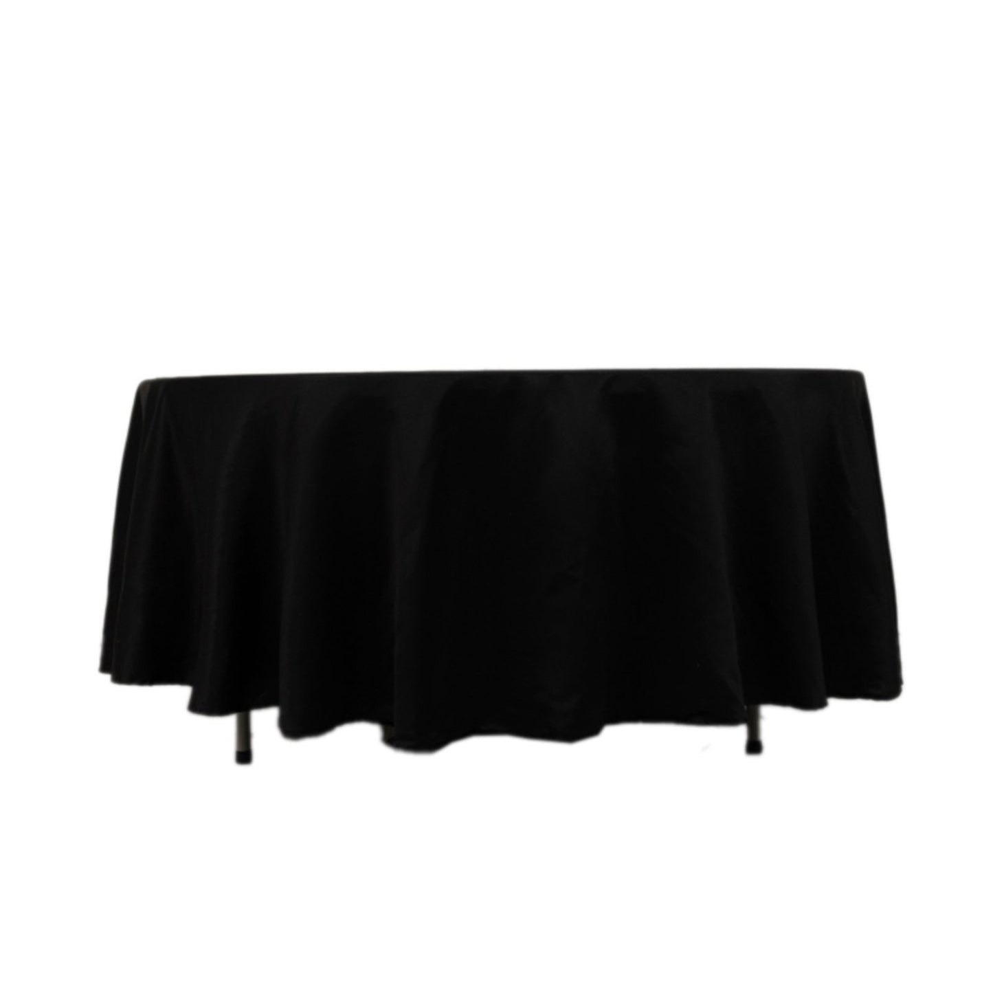 Lamour Satin 108" Round Tablecloth Black - Durable & Silk-Like Table Cover for Classy Weddings & Events