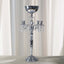 Metal Candelabra 4 Arm Design Silver with Flower Vase Bowl - Table Centerpiece for Weddings 33"