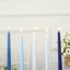 12-Pack Taper Candles Premium Wax Design Mixed Blue - Unscented Candles for Sophisticated Decor 10"