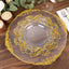 10-Pack Plastic 8" Round Dessert Plates in Clear with Gold Vintage Baroque Scalloped Rim - European Style Disposable Salad Appetizer Plates