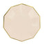 25-Pack Paper 9" Decagon Dinner Plates in Beige with Gold Foil Rim - Disposable Geometric Party Plates for Modern Weddings & Events