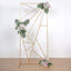 7ft Tall Gold Metal Rectangular Geometric Flower Frame Prop Stand, Wedding Backdrop Floor Stand With Cloudy Film Insert