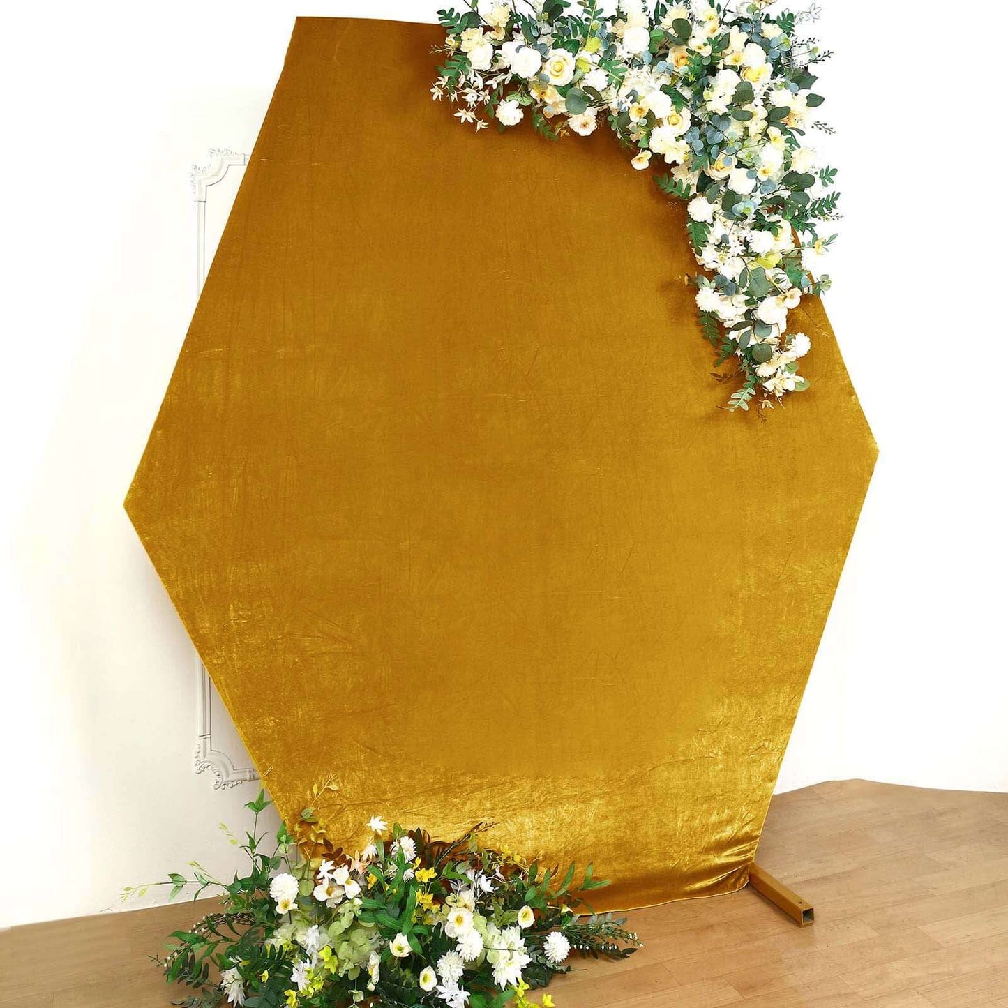 8ftx7ft Metallic Gold Soft Velvet Fitted Hexagon Wedding Arbor Cover