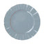 10-Pack Plastic 11" Round Dinner Plates in Dusty Blue Ruffled Rim with Gold Edging - Sturdy Disposable Dinnerware