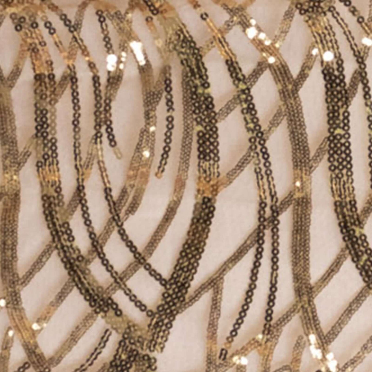 Sequin Mesh 12"x108" Table Runner Gold Wave Embroidered Design for Stylish Occasions