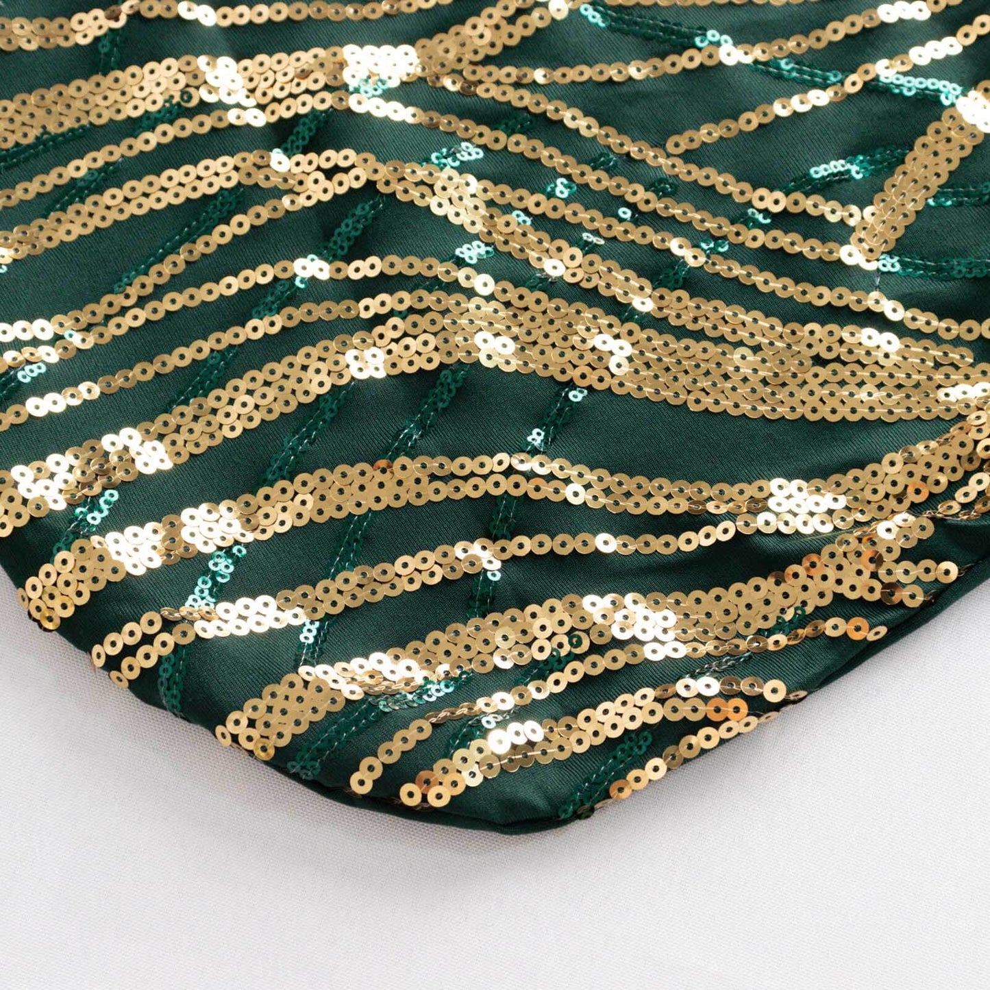 Spandex Chair Cover with Wave Embroidered Sequins for Banquet Chairs Hunter Emerald Green/Gold - Glittering Stretch Fitted Slipcover