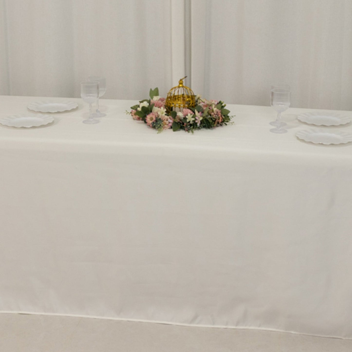 Lamour Satin 90"x156" Rectangle Tablecloth Ivory - Luxurious, Soft Seamless Table Cover