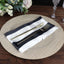 5 Pack Satin 20"x20" Napkins Black/White - Striped Reusable Dinner Napkins for Formal & Casual Dining