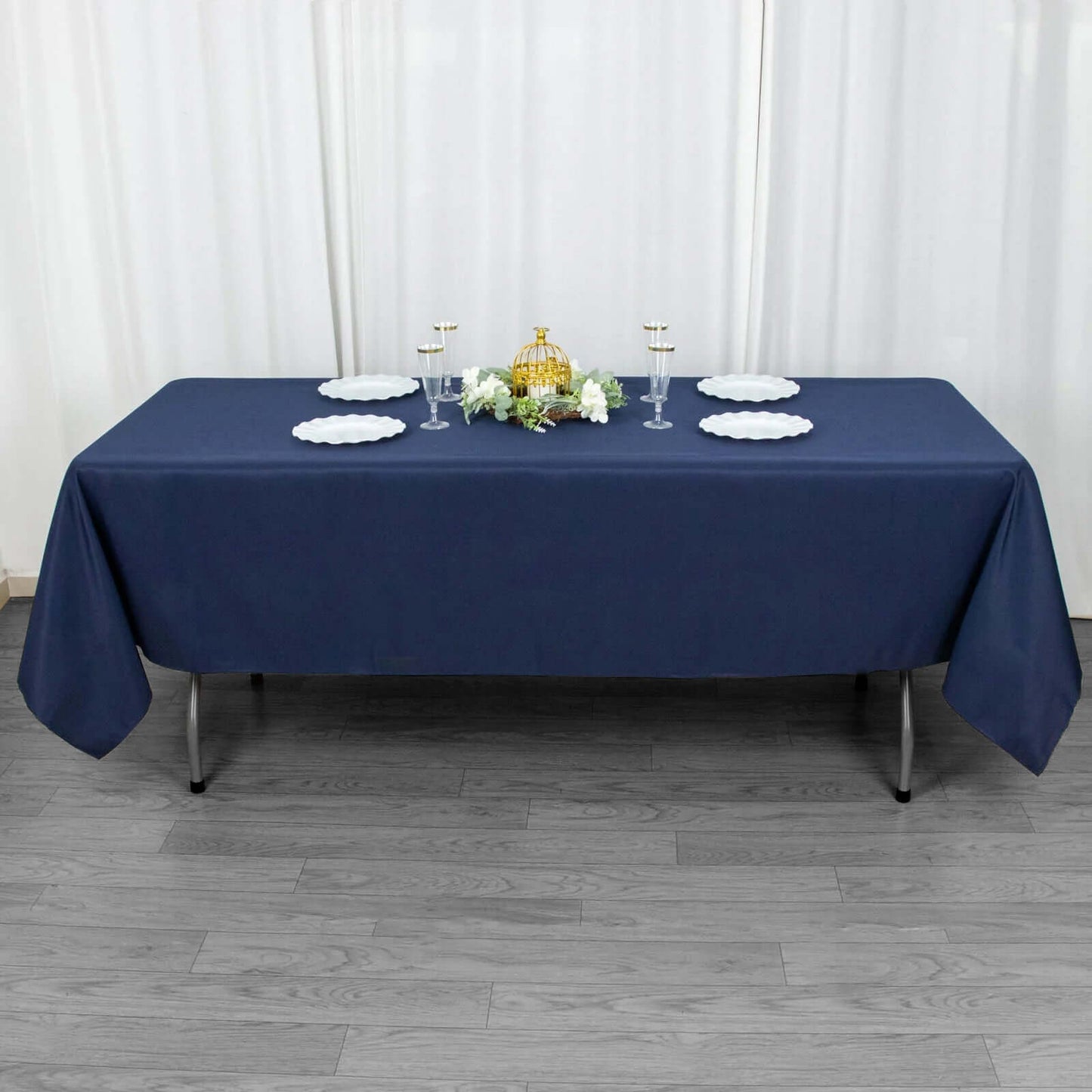 Premium Polyester 60"x102" Rectangle Tablecloth Navy Blue - Durable 220GSM Wrinkle-Resistant Table Cover