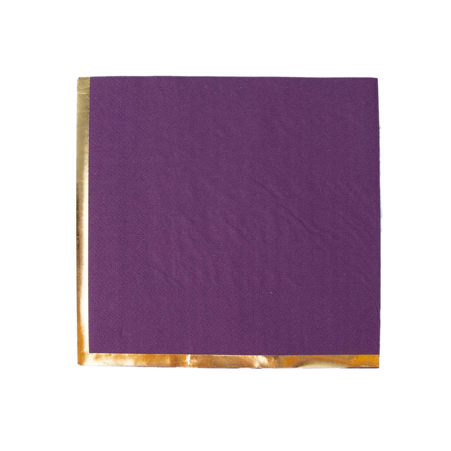 50-Pack Paper Beverage Napkins with Gold Foil Edge Purple - Disposable 2 Ply Cocktail Napkins for Events 6.5"x6.5"