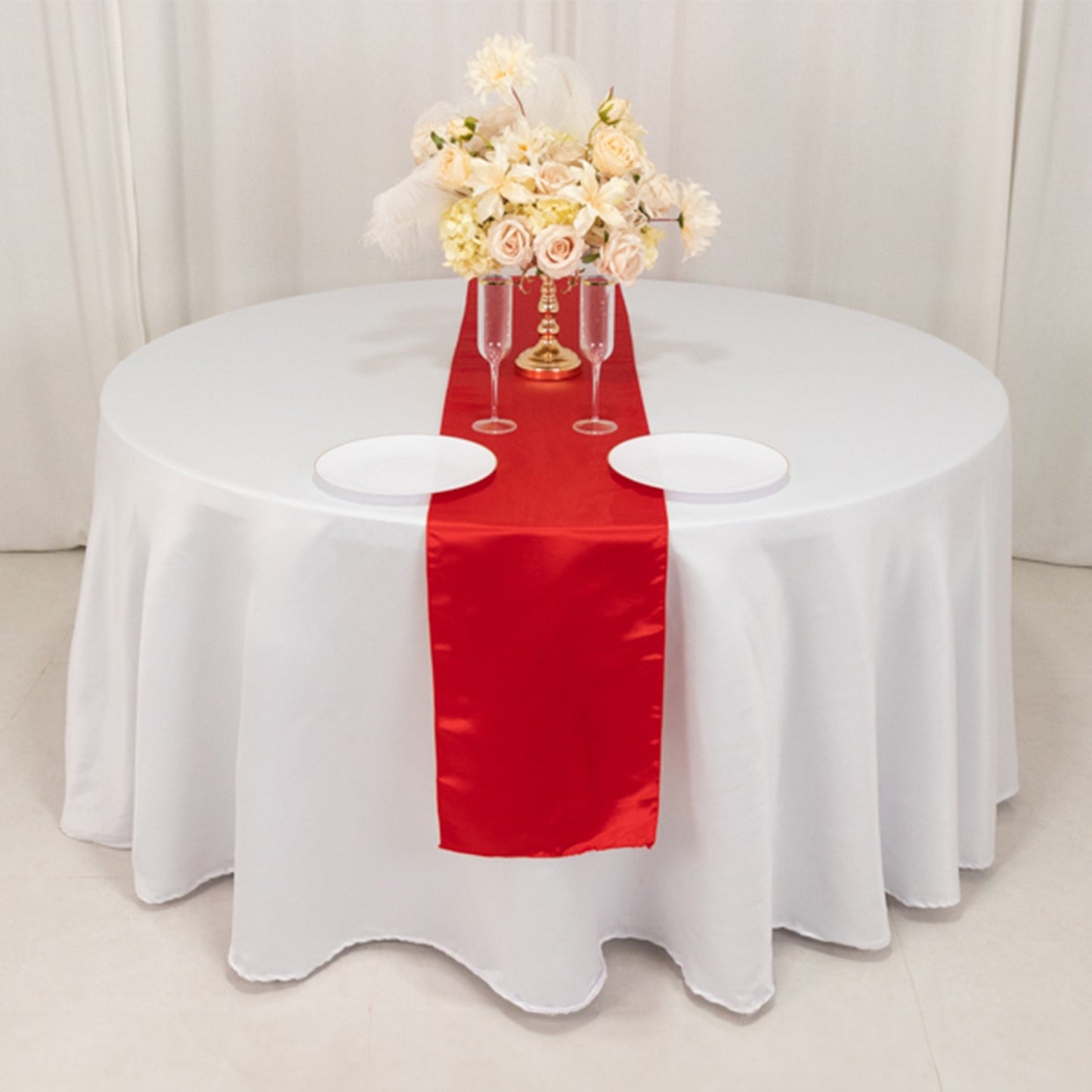 Lamour Satin 12"x108" Table Runner Red - Smooth & Lustrous Finish