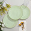 10-Pack Plastic 8" Round Dessert Plates in Sage Green with Gold Rim - Glossy Disposable Appetizer Salad Plates