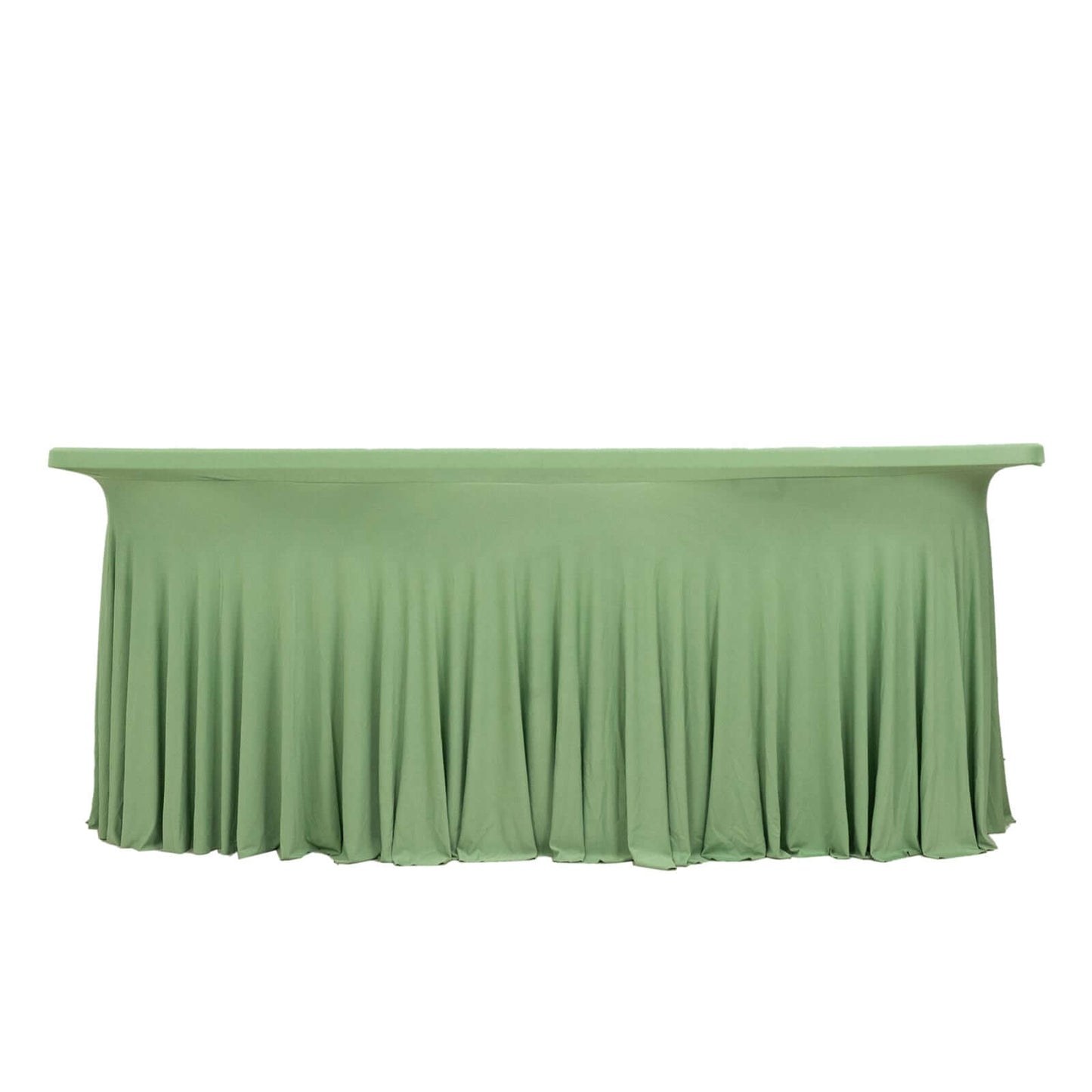 Spandex Rectangle 72"x30" Table Skirt Sage Green with Wavy Skirt-Like Effect Table Cover