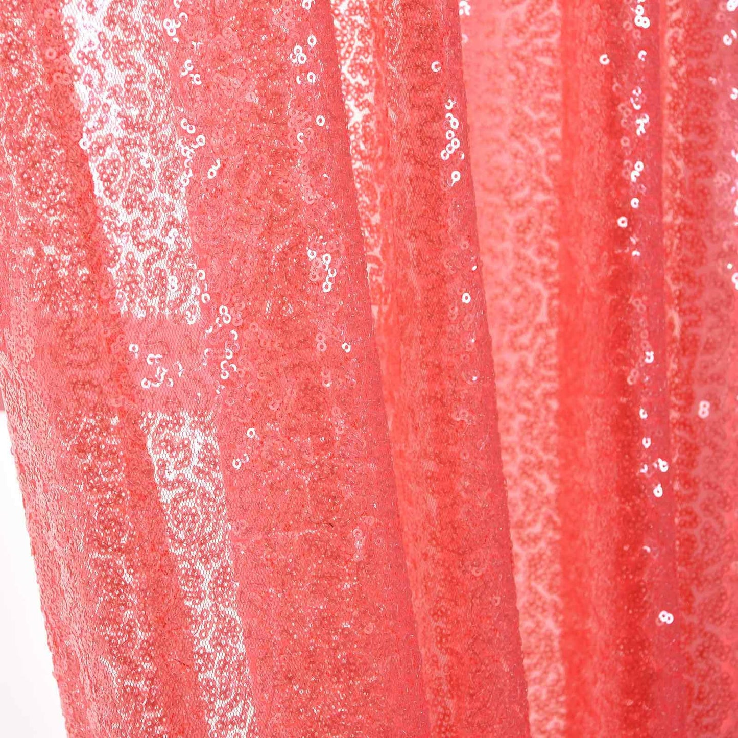 2 Pack Coral Sequin Curtains With Rod Pocket Window Treatment Panels - 52"x84â€